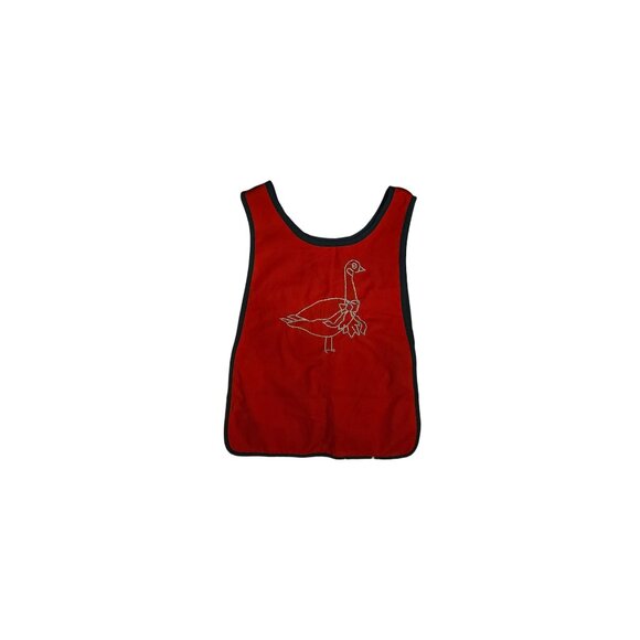 Vintage Mullens Smock Apron With Goose Embroidery Red/Black Adjustable Size - Picture 4 of 10